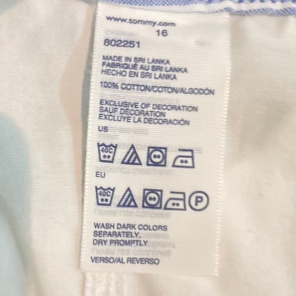 Tommy Hilfiger white 100% cotton cargo cropped pant with belt loops size 16 - Picture 10 of 10